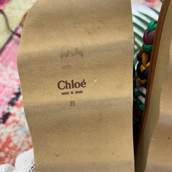 $850 Chloe Colorful Slip On Platform Wavy Woven Leather Slides Sandal 35 / 5 - Picture 8 of 8